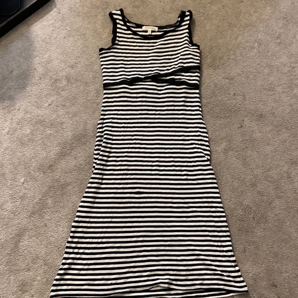 Stripe mid length summer tank top dress
